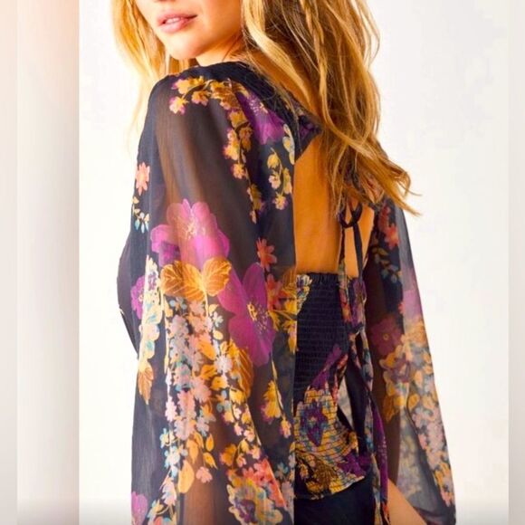 Free People | FP Intimately Wanderlust Bodysuit in Black floral Size L. NWT - Picture 3 of 16